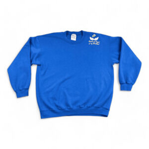 Vintage Angel On Shoulder Sweater Adult LARGE Blue 90s Halo Temptation Spiritual